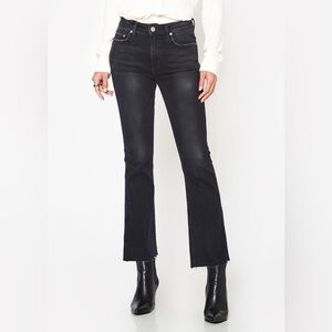 NOEND Los Angeles Farrah Kick Flare Jeans Women’s Size 30 Black Raw Hem Mid Rise